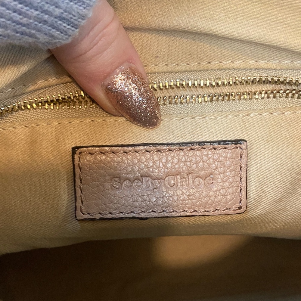 See By Chloé Tan Suede & Leather Shoulder Bag with Braided Ring - Picture 5 of 9